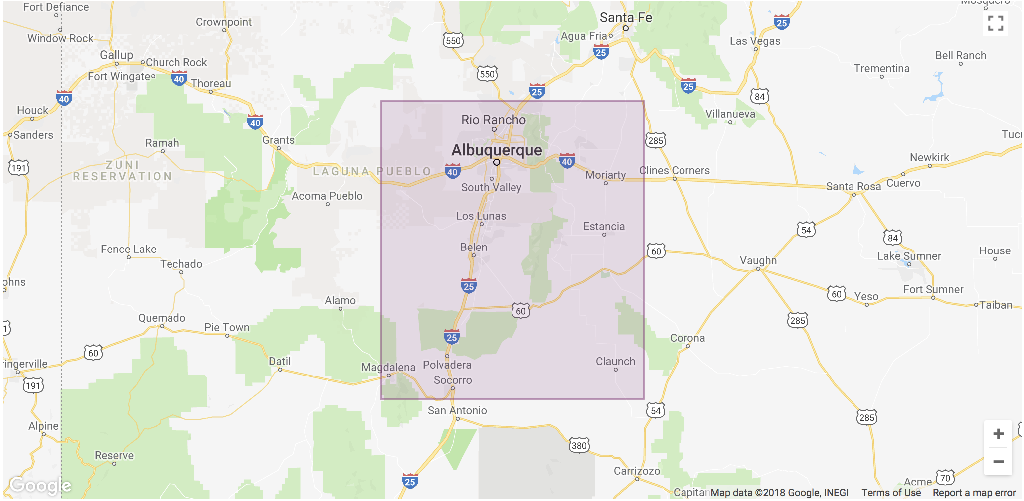 Lyft Albuquerque Area Coverage map