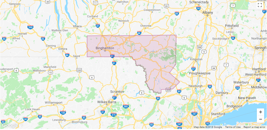 Lyft Binghamton Area Coverage map