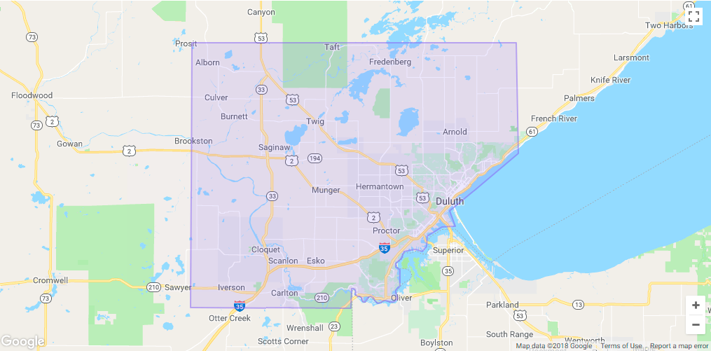 Lyft Duluth Area Coverage map