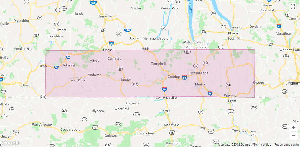 Lyft Elmira Area Coverage map