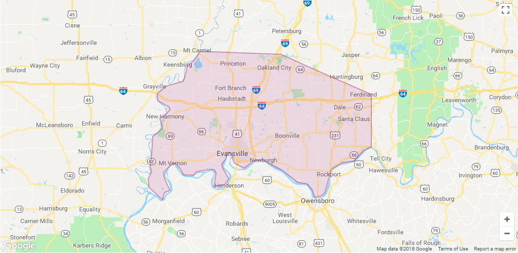 Lyft Evansville Coverage map