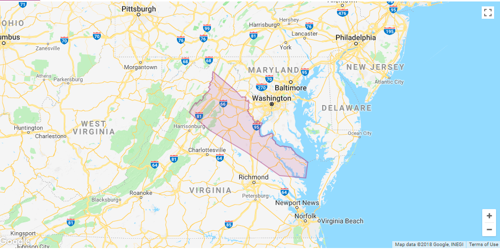 Lyft Fredericksburg Area Coverage map