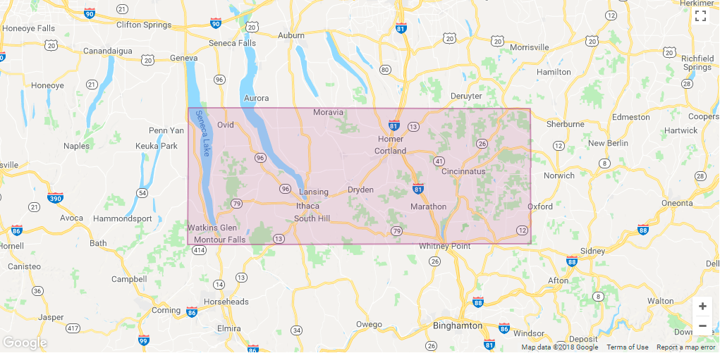 Lyft Ithaca Area Coverage map
