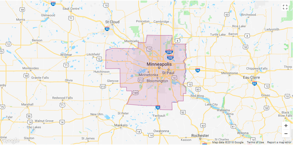 Lyft Minneapolis-St-Paul Area Coverage map