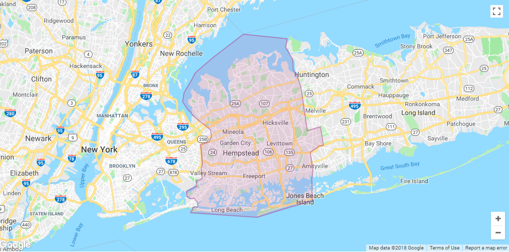 Lyft Nassau-County Area Coverage map
