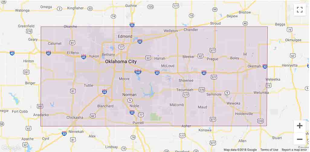 Lyft Oklahoma-City Area Coverage map