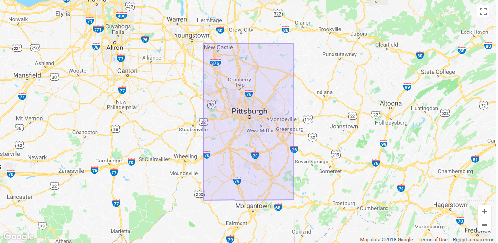Lyft Pittsburgh Coverage map
