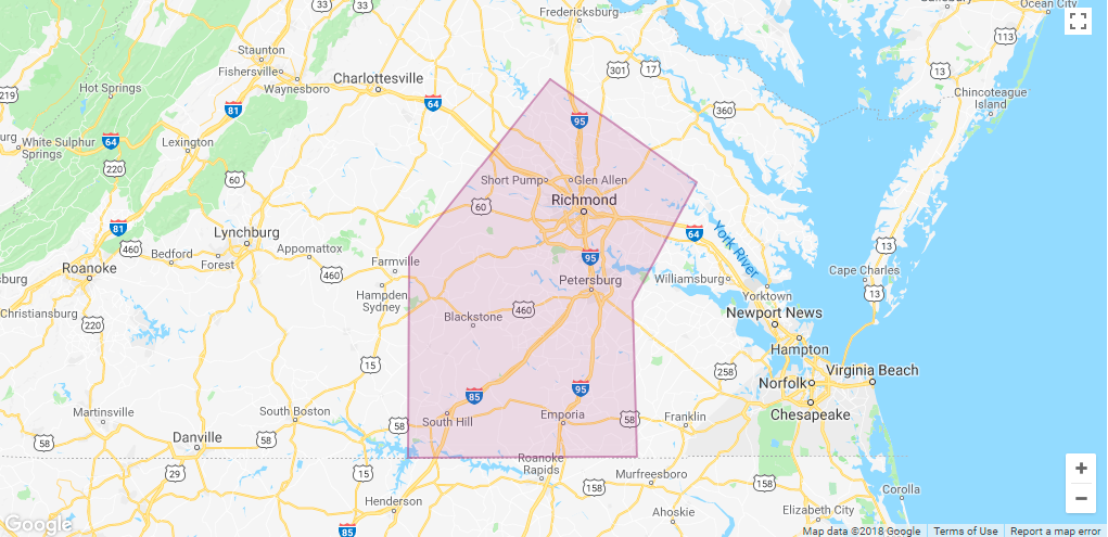 Lyft Richmond Area Coverage map