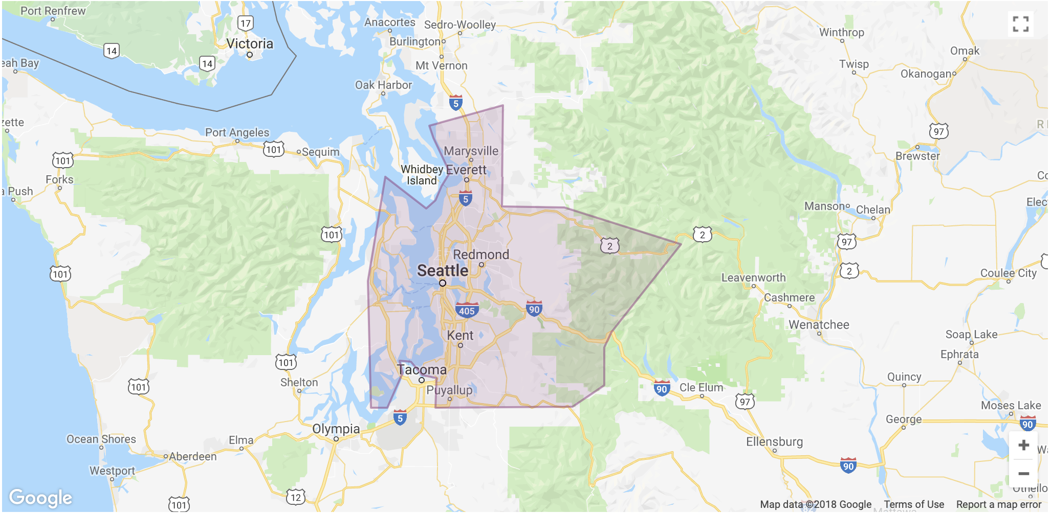 Lyft Seattle Coverage map