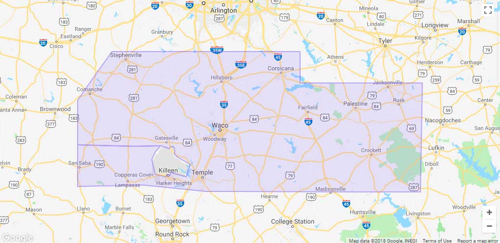 Lyft Waco-Killeen Coverage map