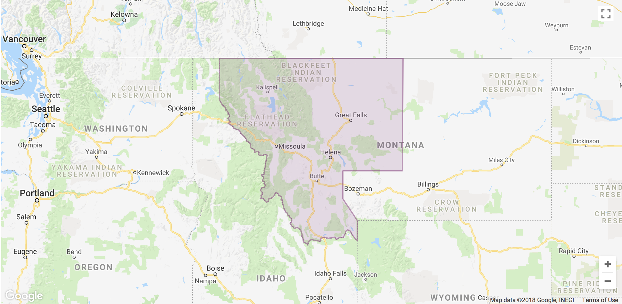 Lyft Western-Montana Area Coverage map