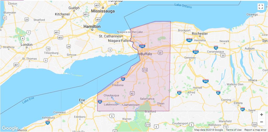 Lyft Buffalo Area Coverage map
