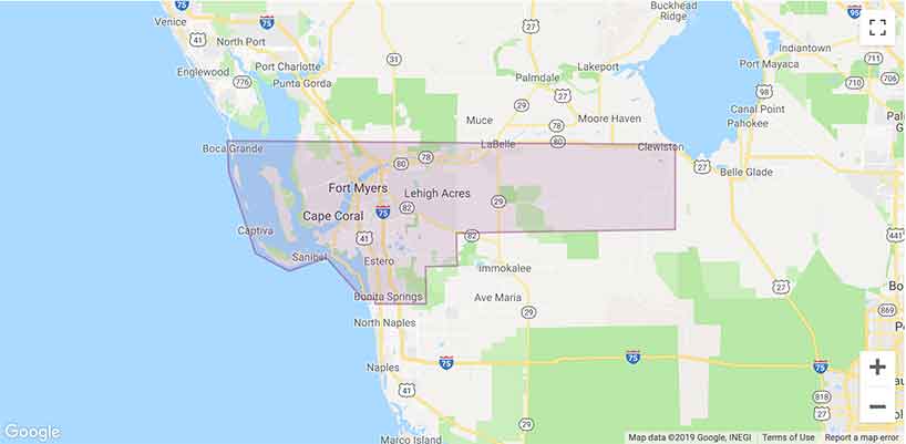 Lyft Fort Myers Coverage map