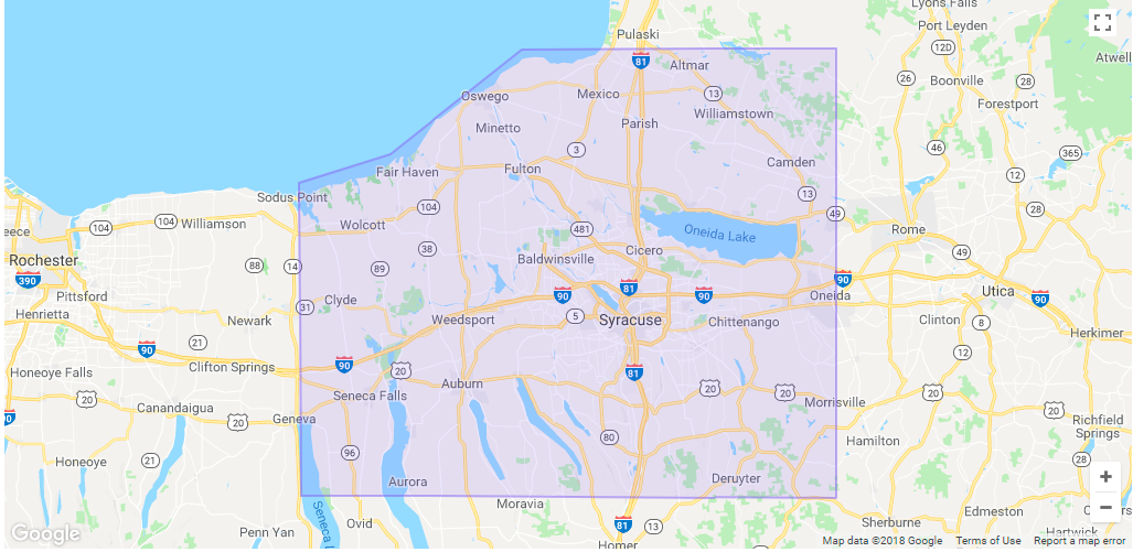 Lyft Syracuse Area Coverage map
