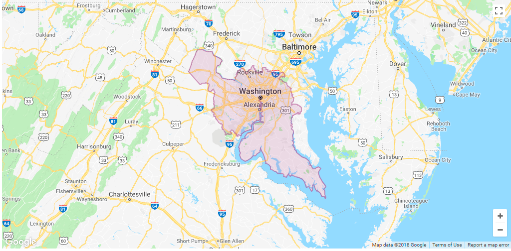 Lyft Washington DC Area Coverage map